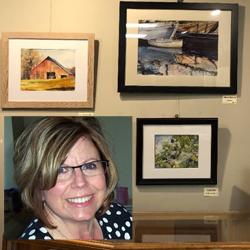 Kathy and a few of her works. See many more at the reception.