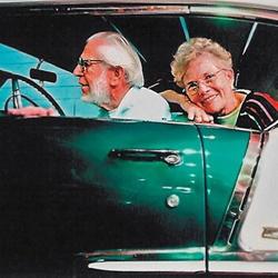 Harold and Nancy LeMay in a 1956 Chevrolet Bel Air (courtesy LeMay Family Collection Foundation)