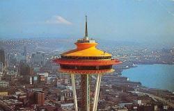 The Space Needle towers over Seattle in 1962...